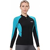 REALON Women Men Top Wetsuit Jacket, 2mm 3mm Neoprene Swim Wet Suit Shirt Long Sleeves Front Zip for Adult Youth Cold Water Snorkeling Diving Surfing Watersports