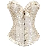Zhitunemi Renaissance Corset Tops For Women: White Corsets Plus Size Halloween Costumes - Ren Faire For Renaissance Festival