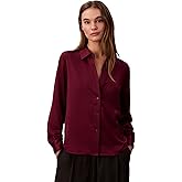 Calvin Klein Womens Satin Button-Down Shirt