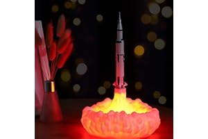 HGomx Rocket Lamp 3D Print 8.8 inch/22.5cm Space Shuttle Lamp Night Light Moon Lamp with USB Rechargeable for Rocket Lovers B