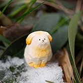 INF-STAR 2' Cute Small Hand Carved Cream French Bulldog Figurine, Natural Solid Wood Yellow French Bulldog Statue, Unique Gift for French Bulldog Lovers Pet Owners (White)