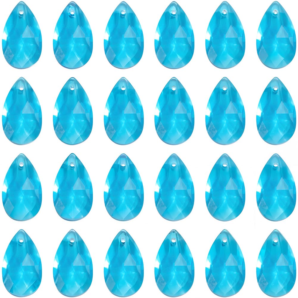 SOFPLATE 1 Box 40pcs Tear Drop Crystal Beads Blue Glass Teardrop Beads Clear Pear Waterdrop Rain Shaped Chandelier Birthstone Charm for jewellery Making Charms Earring Bracelet Diy Suncatcher Lamp Dec