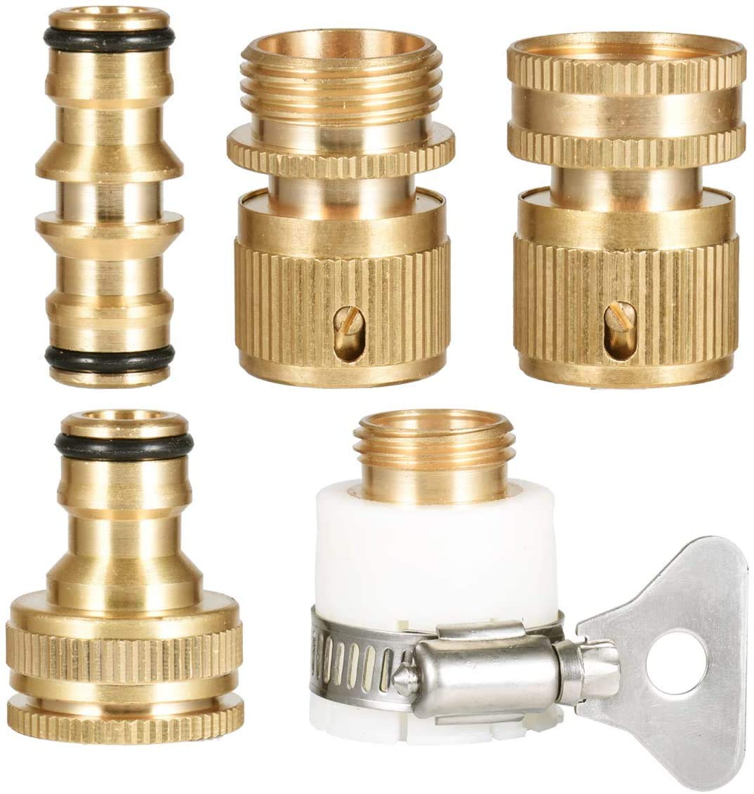 Hydrogarden Brass Garden Tap Adaptors Hose Expandable Stretch Fittings Tap Connectors 1/2 Inch and 3/4 Inch Female Threaded Faucet Adapter 3/4" Thread Adapter