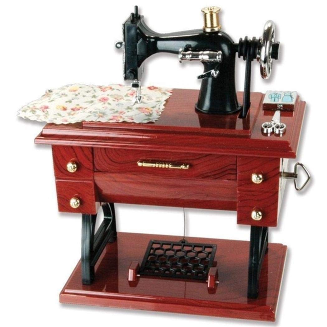 fnemo Vintage Mini Sewing Machine Model Music Box Musical Toy Musical Boxes & Figurines