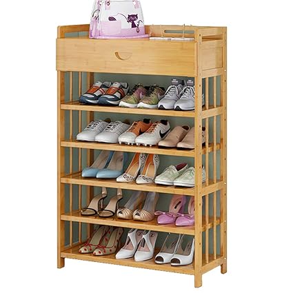 Dulplay Bamboo Shoe Rack 6 Animal With Storage Drawer On Top