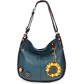 Chala Handbags, Casual Style, Soft, Large Shoulder or Crossbody Purse with Keyfob - Navy Blue