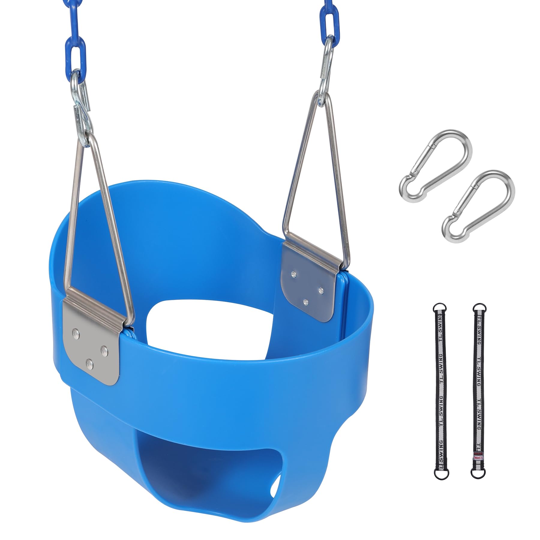 RedSwing High Back Toddler Bucket Swing Seat with Coated Chains, Heavy Duty Kids Swing Seat for Outside, Playground, Backyard, Swing Set Accessories,Blue