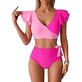 Uaunega Womens One Piece Swimsuits-Sexy Deep V Neckline Tummy Control Bathing Suit Slimming Mesh Swimwear 