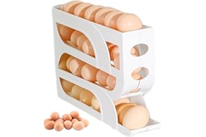 4 Tier Egg Holder for Fridge Visibility Automatic Rolling Stackable Egg Rack for Holds 30 Eggs Keeping Freshness Egg Dispense