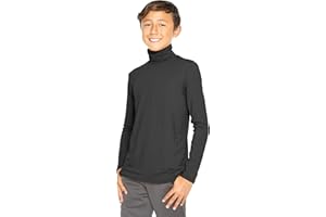 STRETCH IS COMFORT Boys Long Sleeve Turtleneck Shirt | Soft Stretchy Lightweight Base Layer Everyday Top | 2-16