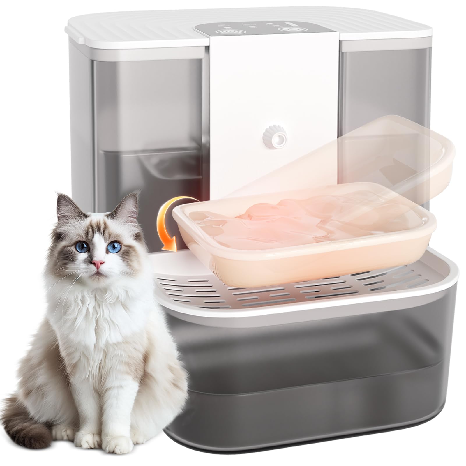 Photo 1 of Cat Water Fountain with Heating, No Filters, Wastewater Separation, Ceramic Bowl Preventing Black Chin, 4.5L Automatic Wireless Water Dispenser for Cats and Small Dogs