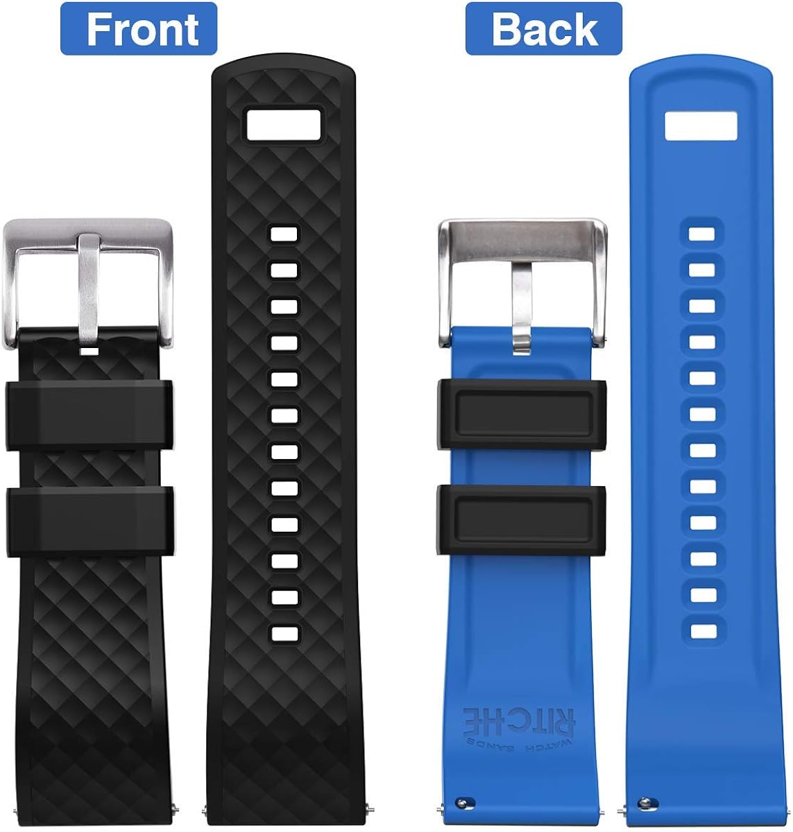 Ritche Silicone Watch Bands 18mm 19mm 20mm 21mm 22mm 23mm 24mm Quick Release Rubber Watch Bands for Men | 