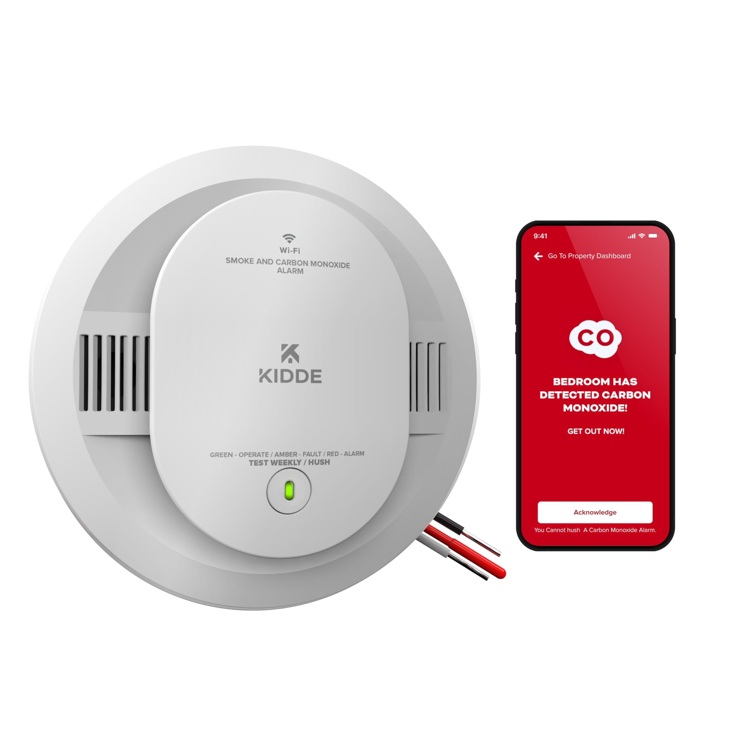 Photo 1 of Kidde Hardwired Kidde App Enabled Smart Smoke and Carbon Monoxide Detector, AA Battery Backup, Voice Alerts, Interconnected Alarm