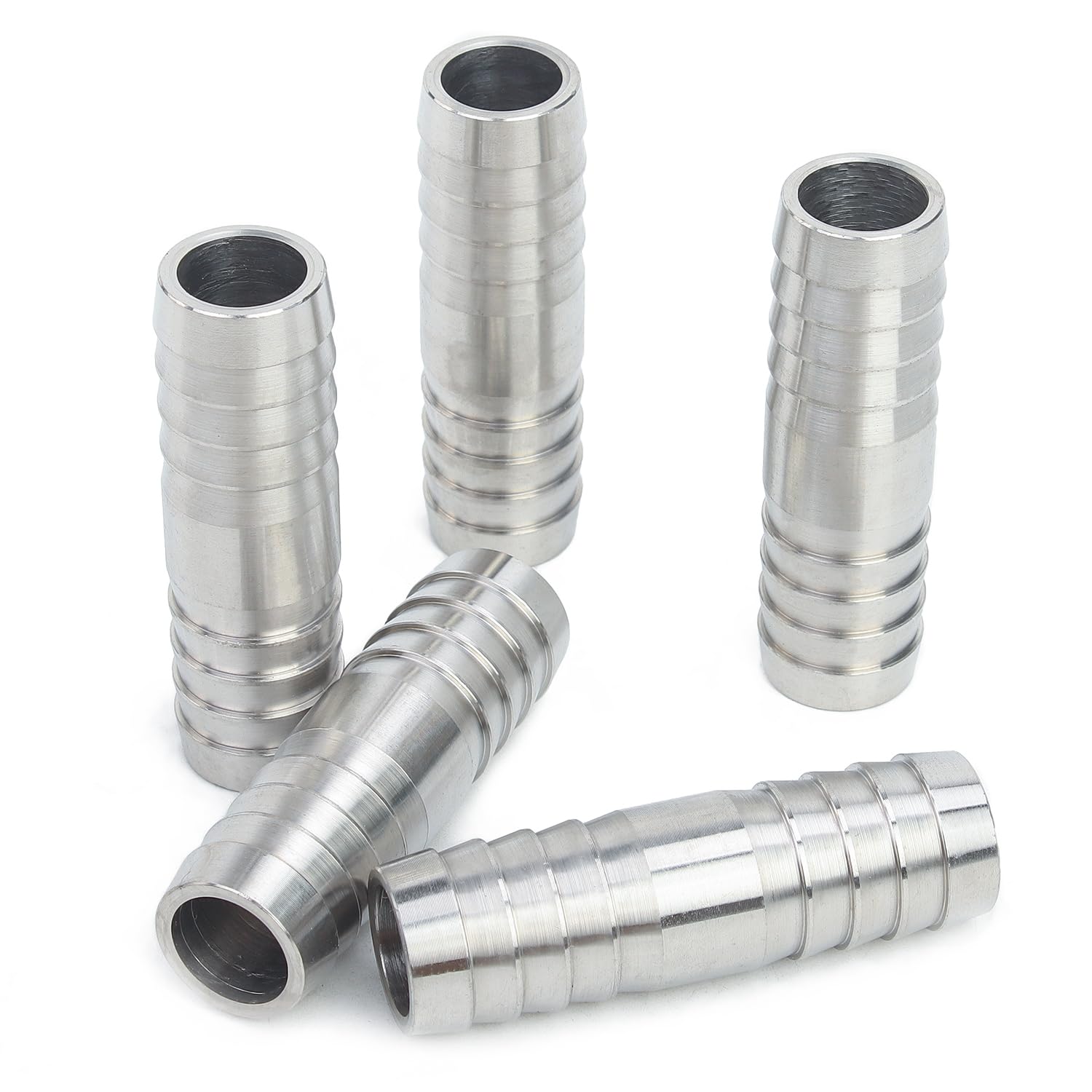 LTWFITTING Bar Production Stainless Steel 316 Barb Splicer Mender 5/8"(16mm) Hose ID Fitting Air Water Fuel Boat (Pack of 5)