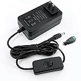 24V 3A DC Power Supply AC Adapter 6.2ft Power Cord with Switch Universal 72W Converter AC 100-240V to DC 24Volt 3A 2A 1A 0.5A Transformer Switching Power Supply for LED Strip Light,CCTV Camera System