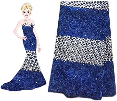KENLACE African Lace Fabric 2018 Embroidered Nigerian Laces Fabric Bridal French Tulle Lace Fabric For Women Party Dresses (Blue)