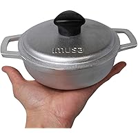 IMUSA USA 0.7Qt Traditional Colombian Mini Caldero (Dutch Oven) for Cooking and Serving, 0.7 Quart, Silver