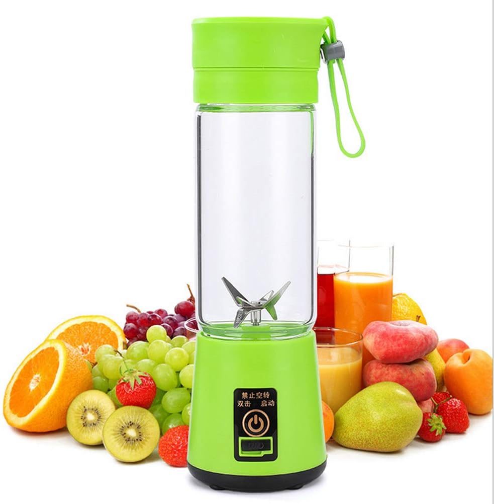 CREA jugos de Frutas y Vegetales Frescos y saludables Dr.Lefran Licuadora  Exprimidor Portátil Mini exprimidor eléctrico de 380 Hojas de 6 Cuchillas  Recargable por USB para jugos,Verde Exprimidores eléctricos Hogar y cocina