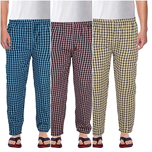 Cotton Chekered Multicolour Casual Pyjamas for Mens (Pack of 3)