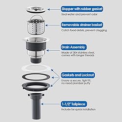 ROVOGO 3-1/2 inch Kitchen Sink Drain Assembly with