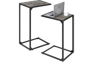 FAGIGY Bedside Table Set of 2, Side Table/C Shaped End Table for Couch&Bed, Small Side Table for Small Spaces, TV Tables for Living Room for Eating, Metal Side Table for Bedroom, Easy Assembly, Deep Gray