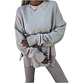 SOLY HUX Women's 2 Piece Outfits Long Sleeve Split Hem Sweatshirt and Leggings Pants Set
