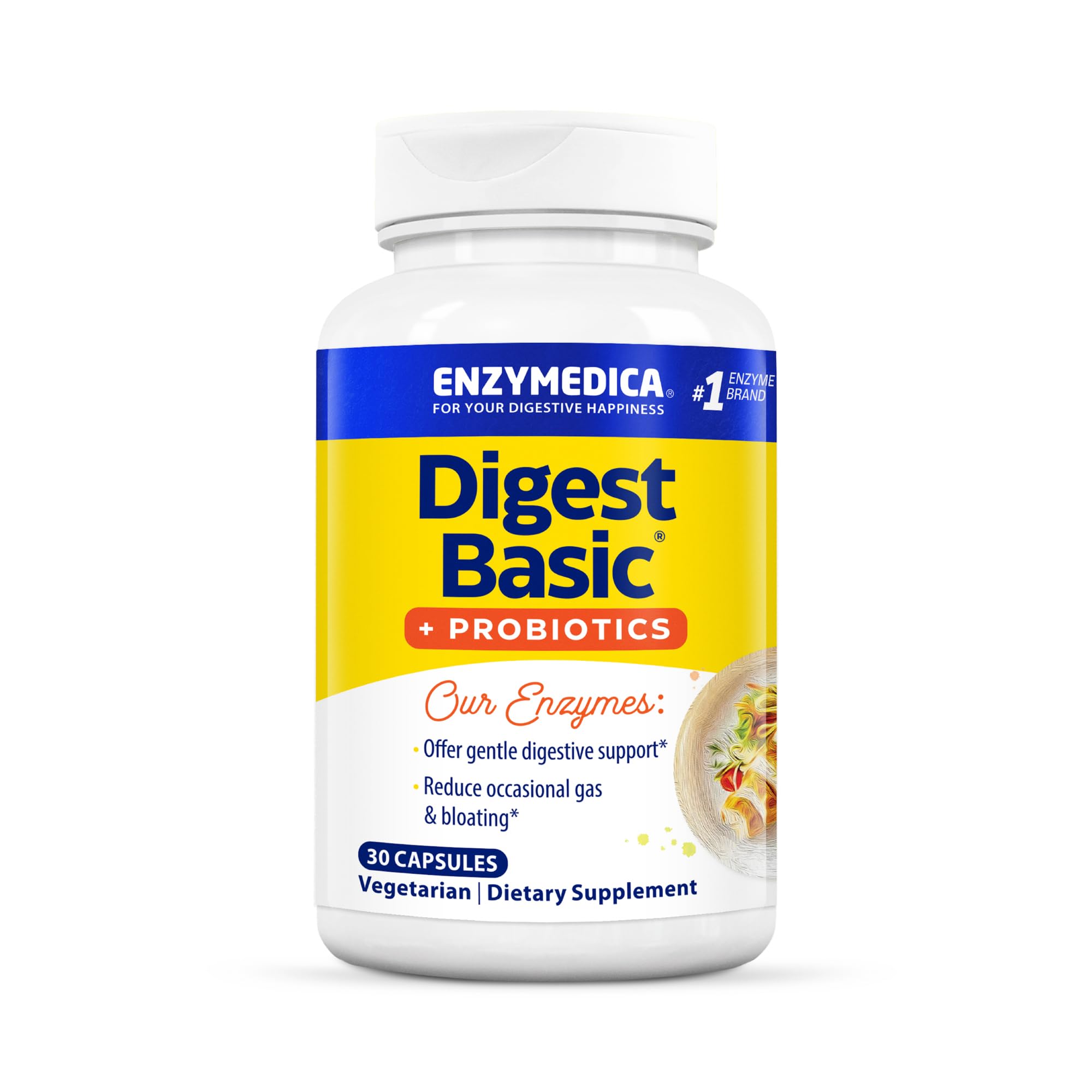 ENZYMEDICA - Digest Basic + Probiotics (30 Capsules) | Digestive Enzymes Supplements | Digestive Enzymes Blend with Probiotics, Nutrient Supplements, Gut Health Supplement, Easy Digest, Vegetarian