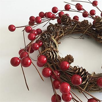 Amazon De Lamp Hold Weihnachtsdekorationen Rote Lange Kunstliche Rote Beeren Girlanden Rebe Fur