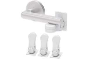 Inaya Child Proof Door Lever Lock - Door Handle Lock - 3M Adhesive - Minimalist Design - No Drilling Child Safety Door Handle Locks (3 Pack)