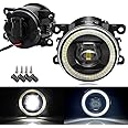 2in1 Function Angel Eye Fog Lights for Ford 08-14 Focus, 11-15 Explorer, 13-16 Fusion, 11-18 Transit, 14-18 Fiesta, 05-17 Mustang (Except GT), LED Lens Fog Lamp with Halo Ring DRL