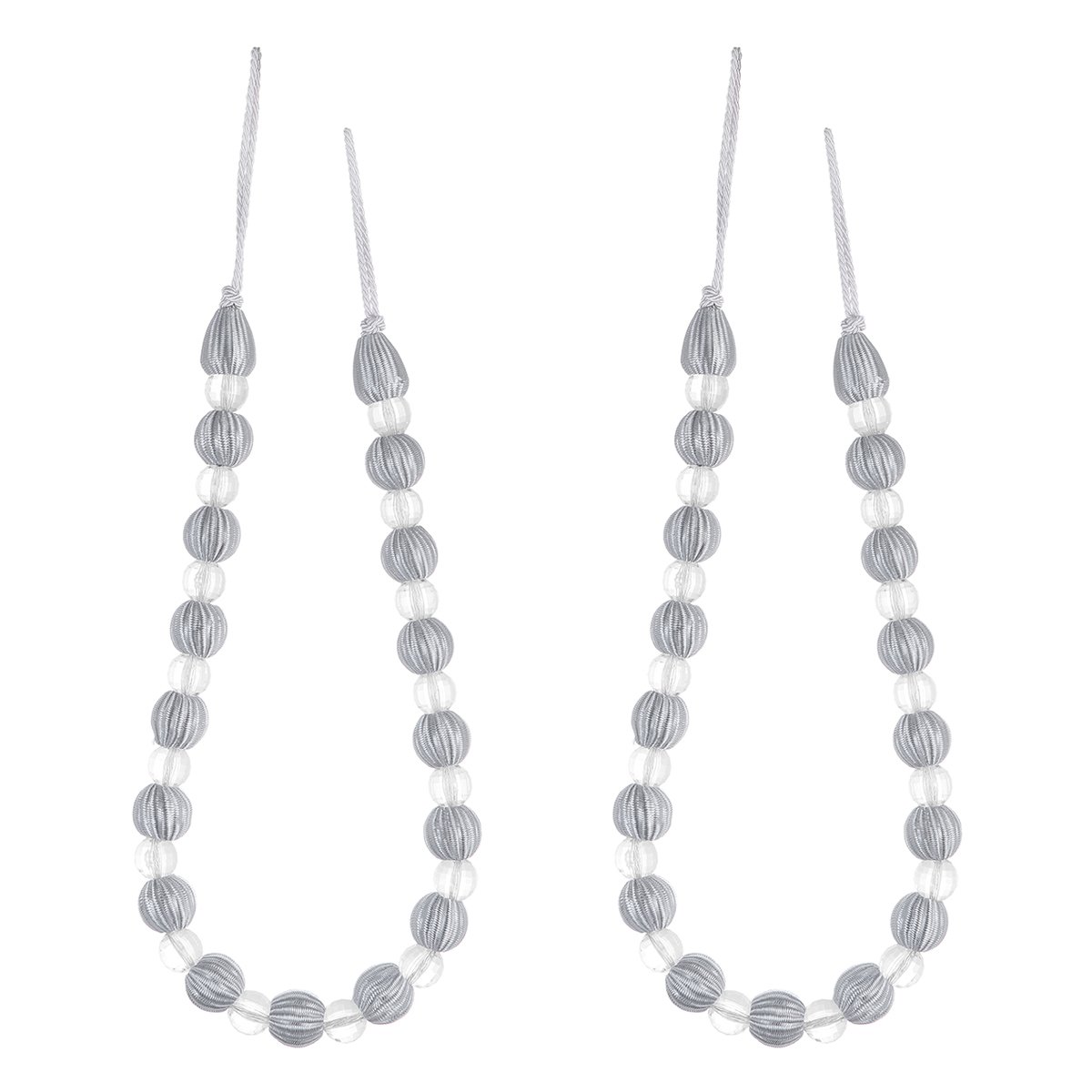 VORCOOL Pack of 2 Curtain Tiebacks Acrylic Pearl Curtains Tied Buckle Window Curtain Decoration for Home Office Window Decoration (Silver And White)