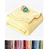 Ultra Soft Fleece Blanket Throw Size - Flannel Fleece Luxury Throw Blanket - Lightweight for Couch Bed Chair - Thick, Warm & Breathable - All Season Cozy Anti-Static Microplush Bedding, Yellow