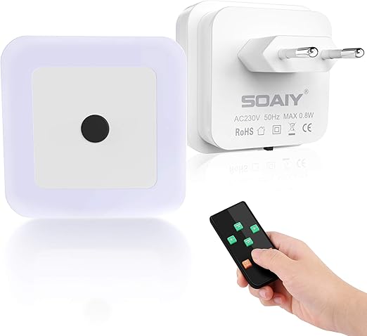Soaiy Veilleuse Led Enfant Veilleuse Prise Electrique Lampe De Nuit Murale A Luminosite Ajustable Par Telecommande Eclairage Pour Chambre Bebe Salon Garage Salle De Bains Couloir Blanc Chaud 2 Pcs Amazon Fr Luminaires Et Eclairage