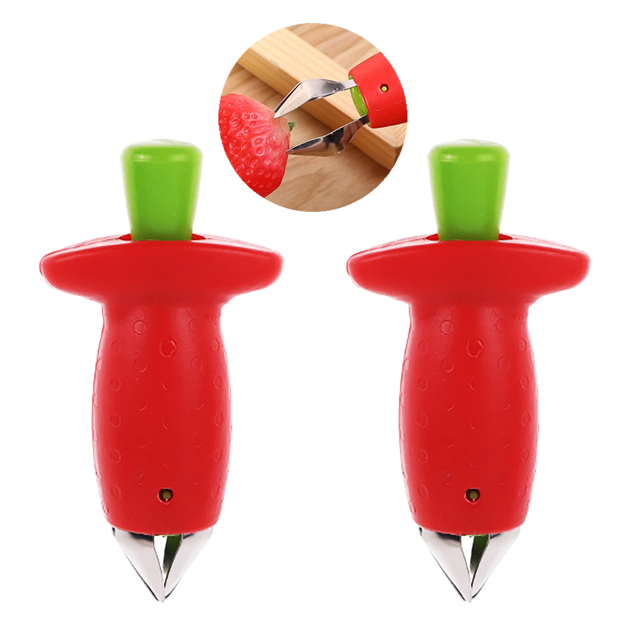 2 Pack Magic Strawberry Huller Strawberry Huller Stem and Leaf Remover Stainless Steel Fruit Vegetable Top Stem Corer Pit Remover Great for Baking and Jam Making Kitchen Gadgets