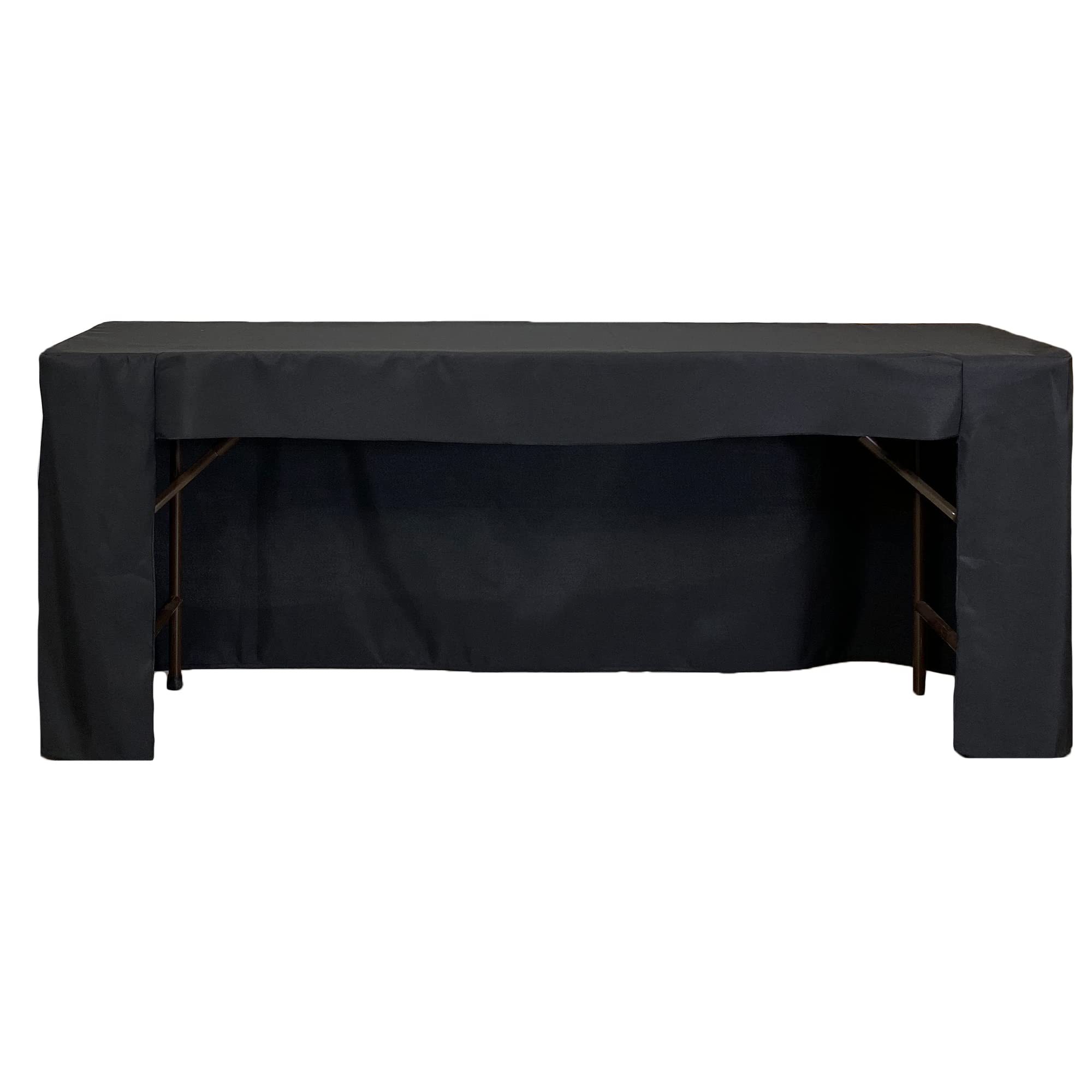 Photo 1 of YOUR CHAIR COVERS - 8 ft X 18 inch Fitted Open Back Polyester Rectangular Tablecloth - Black