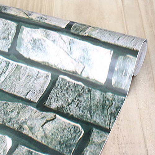 Yifely Green Bricks Pattern Shelving Paper Self Adhesive Drawer Liner Covering Farmhouse Wall 17.7 Inch by 13 Feet