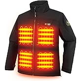 PTAHDUS Men's Heated Jackets 5 Heat Zones Battery Pack Included, with Hand Warmer Pocket
