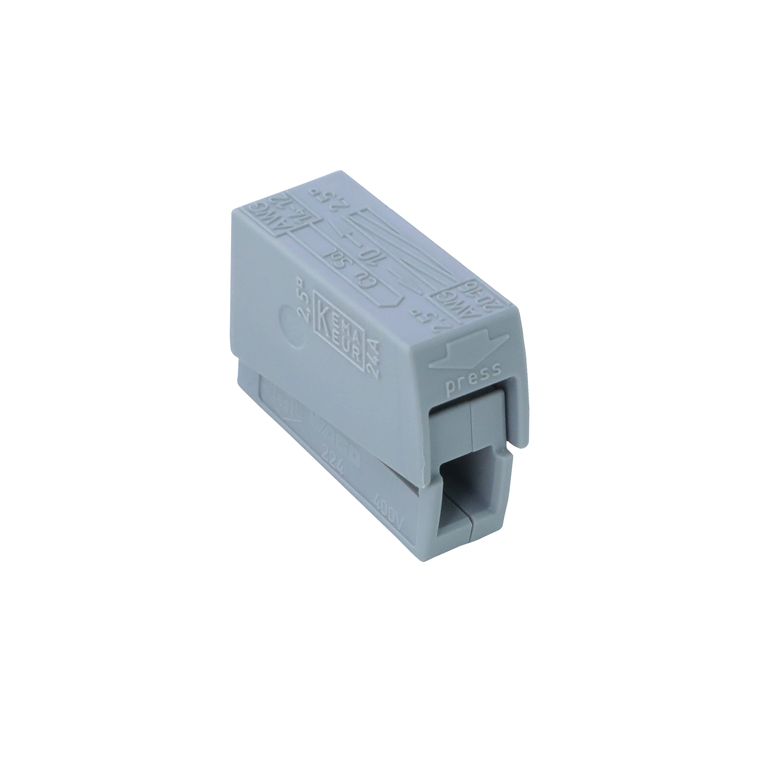 WAGO LIMIT 224-101 2 Pole Lighting Connector, Grey, 05-25 mm