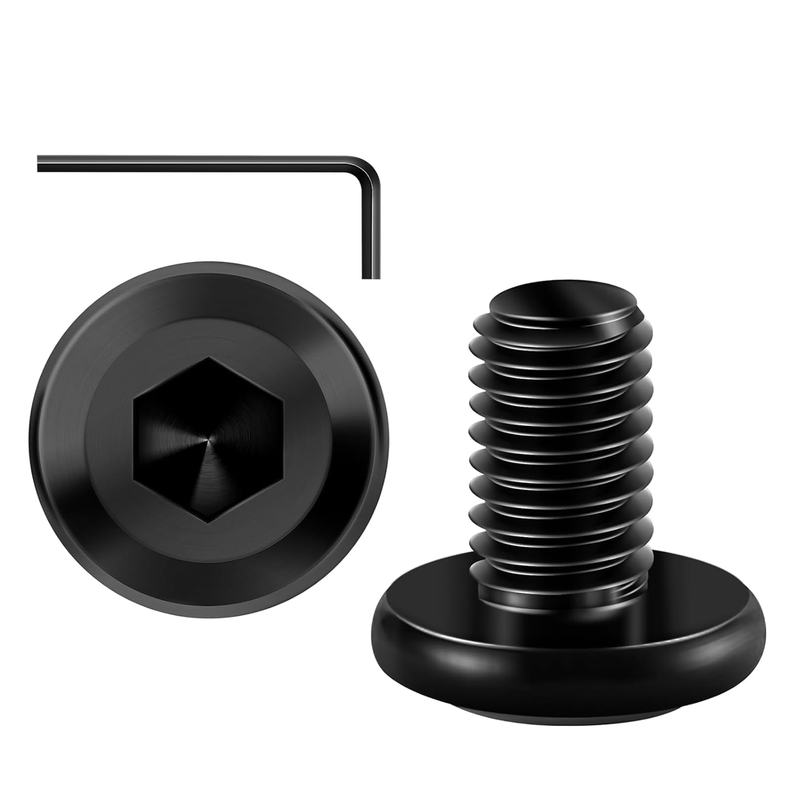 20PCs M6 x 12 Flat Head Screws, Hexagon Socket, Stainless Steel A2 V2A, Full Thread Black Oxide with Hex Key