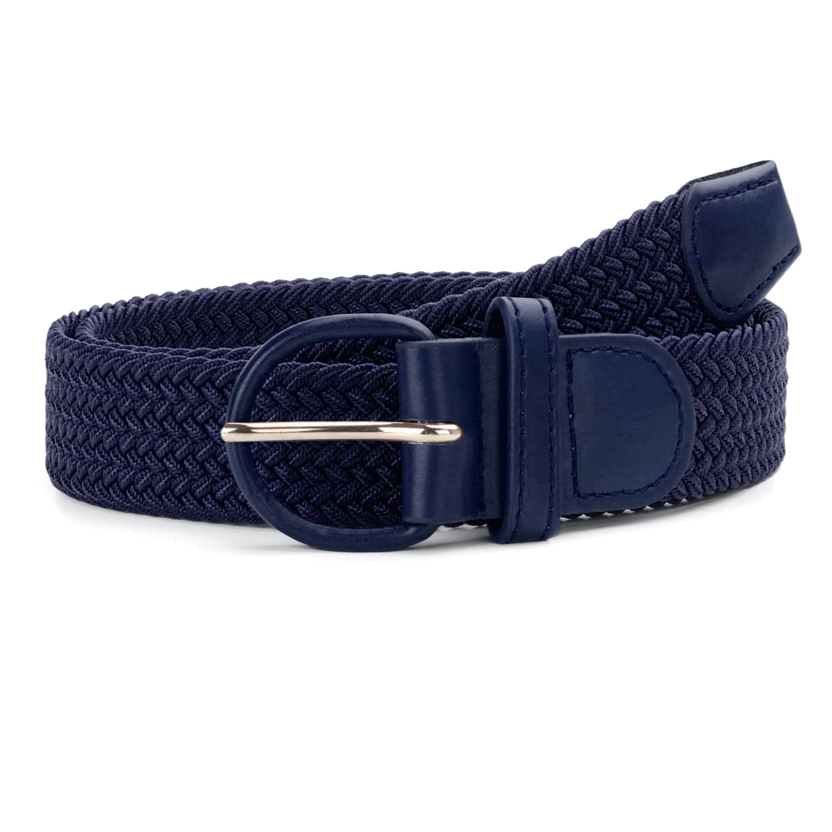 Photo 1 of XMQBIEE Women Braided Woven Elastic Stretch Casual Belts, Navy Blue Belt