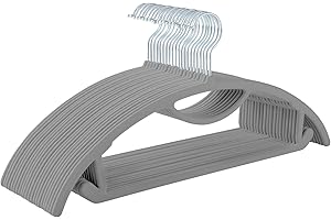 MIZGI Premium Velvet Hangers 50-Pack,No Shoulder Bump Hangers W/Tie Bar Ultra Thin Space Saving Non Slip Hanger Heavy Duty Felt Rounded Clothes Hanger for Sweaters,Coat,Jackets,Pants,Shirts