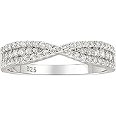 Wuziwen Infinity Wedding Bands for Women Curved Eternity Rings for Her Anniversary Promise Ring 925 Sterling Silver Cubic Zirconia