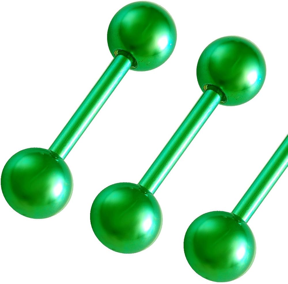3Pcs 14g 14 gauge 1.6mm 1/2 12mm Green anodized steel tongue bars ear