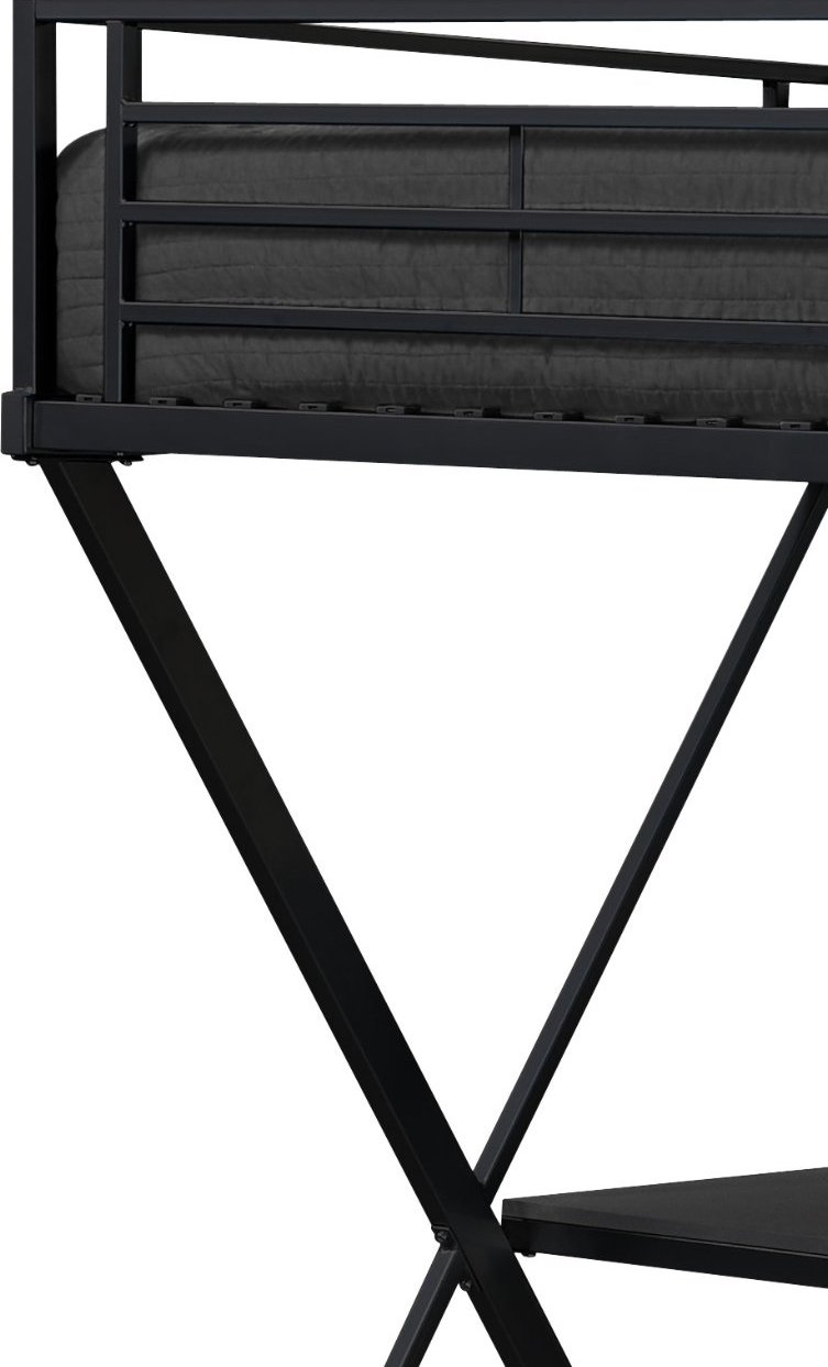 DHP XLoft Metal Bunk Bed Frame With Desk Space Saving Design Twin, Black on Galleon Philippines