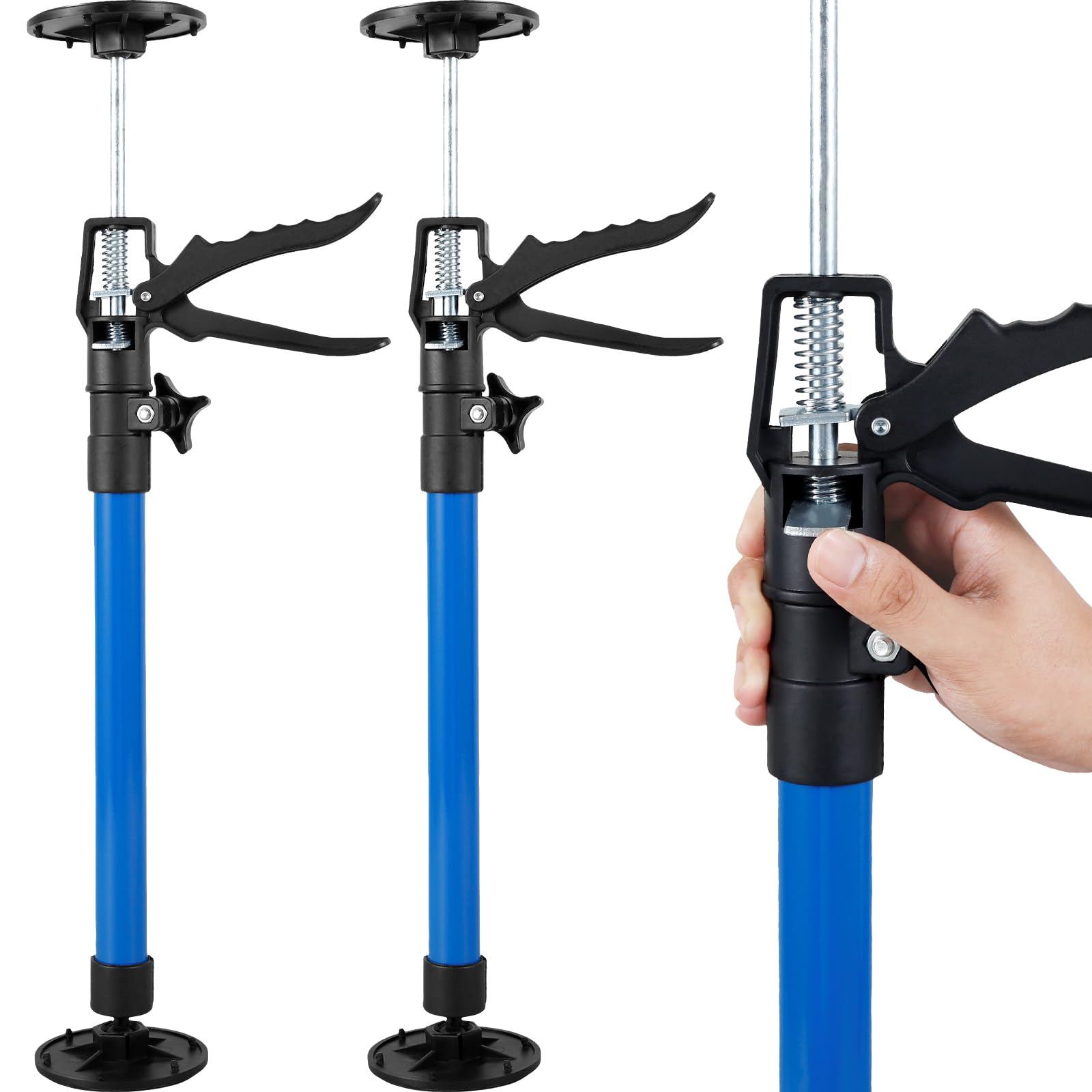 2 Pcs Telescopic Quick Support Rod Adjustable 50-115cm 3rd Hand Support System Heavy Duty 40kg Capacity Support Poles Non-Slip Door Frame Strut Small Acro Prop for Cabinet Drywall Woodworking