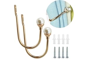 2 Pack Curtain Holdbacks Wall Mounted Curtain Tiebacks Hooks Plastic Pearl U Shape Curtain Tiebacks with Screws Curtain Ties 