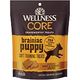 Wellness CORE Brainiac Soft Puppy Training Treats, Natural, Grain Free, Beef and Turkey Recipe, 5 oz Bag