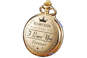 GORBEN Engraved Pocket Watch to Son I Love You Gifts from a Mom Dad Birthday Christmas Gift Fob Watches Chains