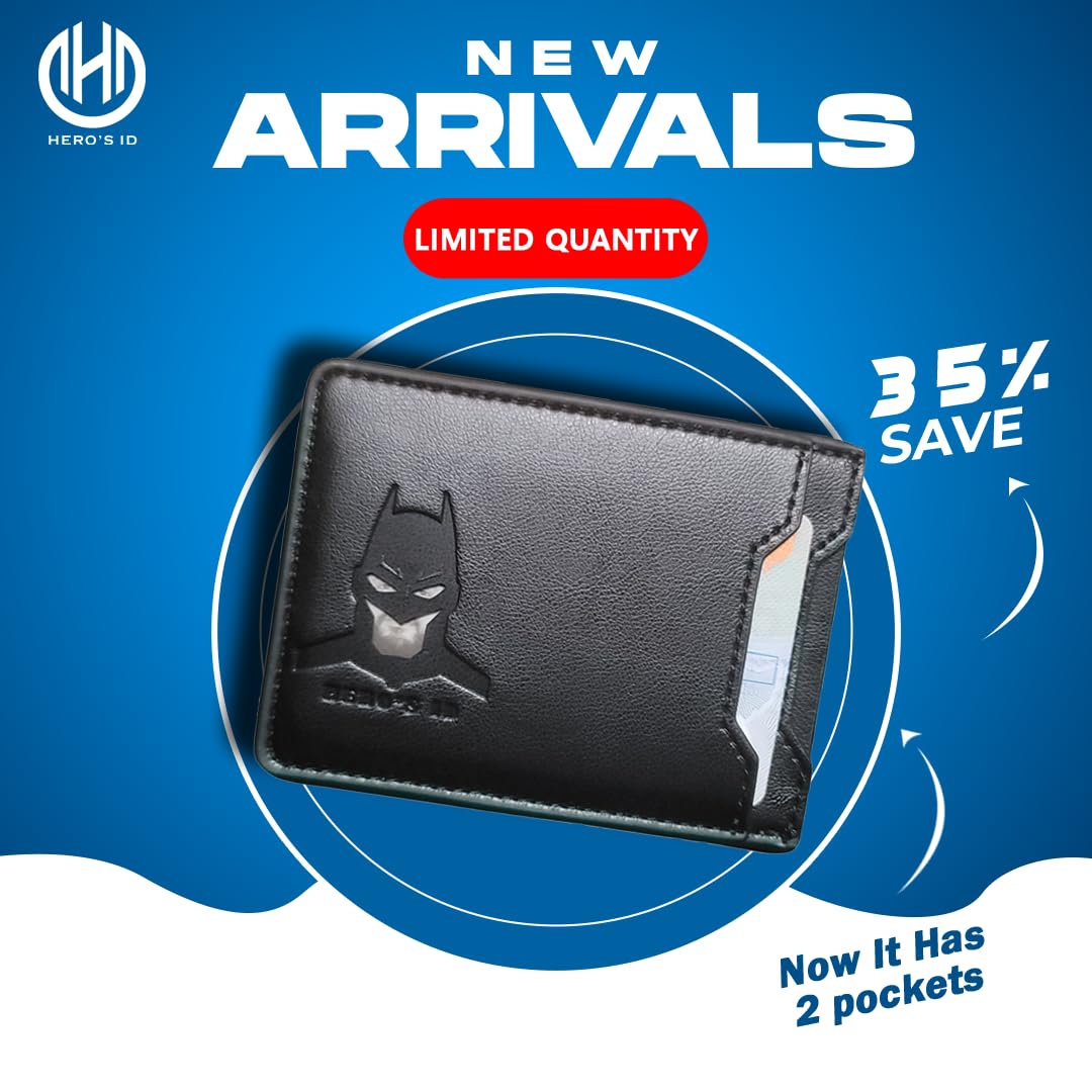 Leather Bat Wallet - Personalized wallet Man Woman, Superhero Mask - Slim Card Holder, Bat ID Heroic wallet- Unique Holiday Gift Birthday, Anniversary, for Dad, Husband, Boyfriend, Wife, Father's day