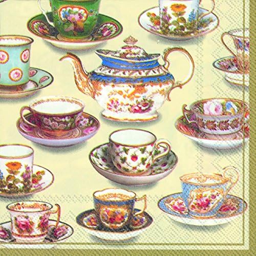 Victoria and Albert Five o'clock tea teacups Cocktail or Tea Napkins 25 cm square 20 in pack